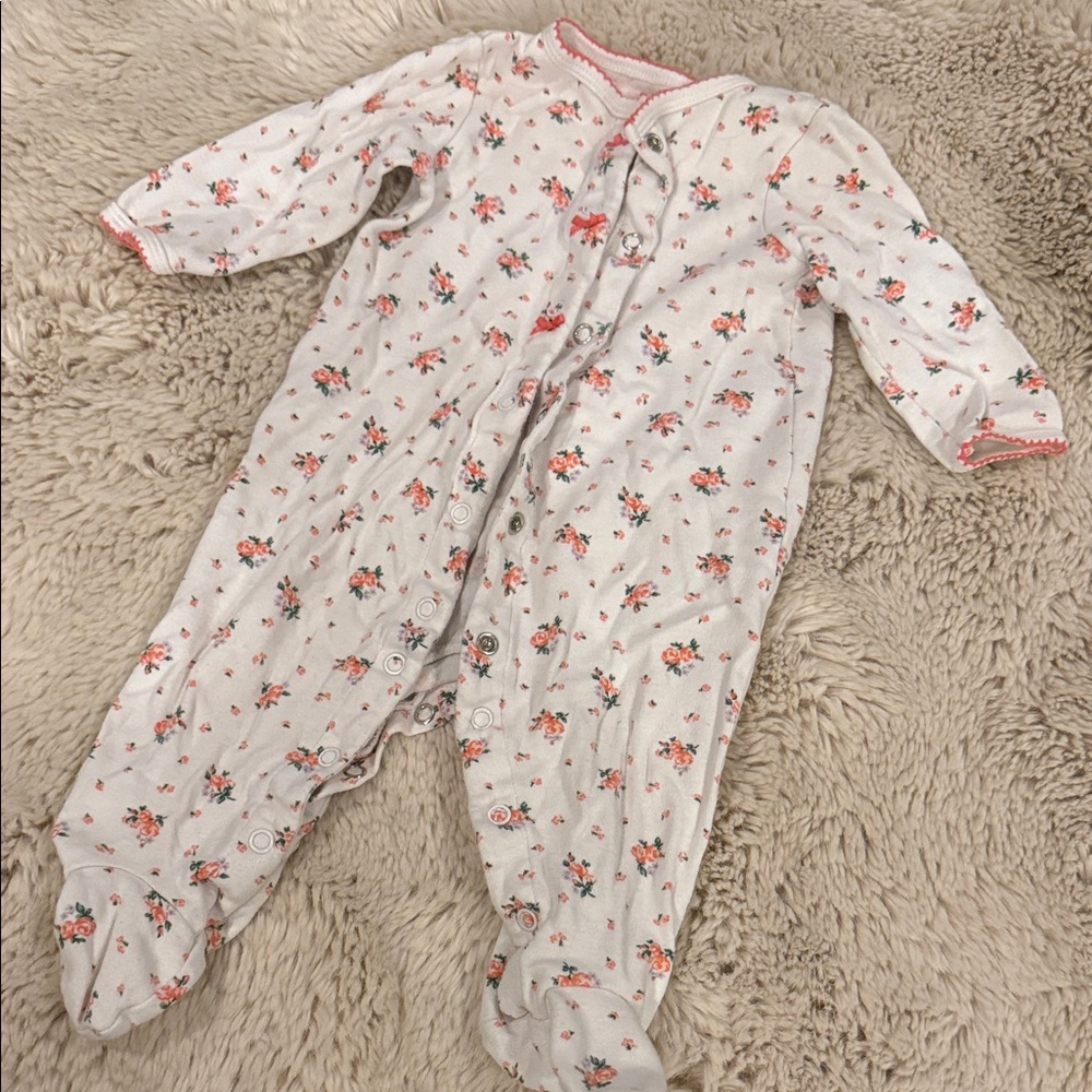 Carters Charming Roses Floral Kids Footie Pajamas 6 months Girls